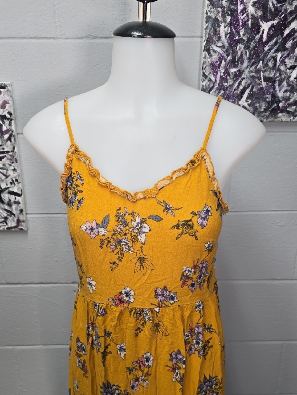 Xhilaration Mustard Yellow Floral Maxi Dress - Picture 2 of 10